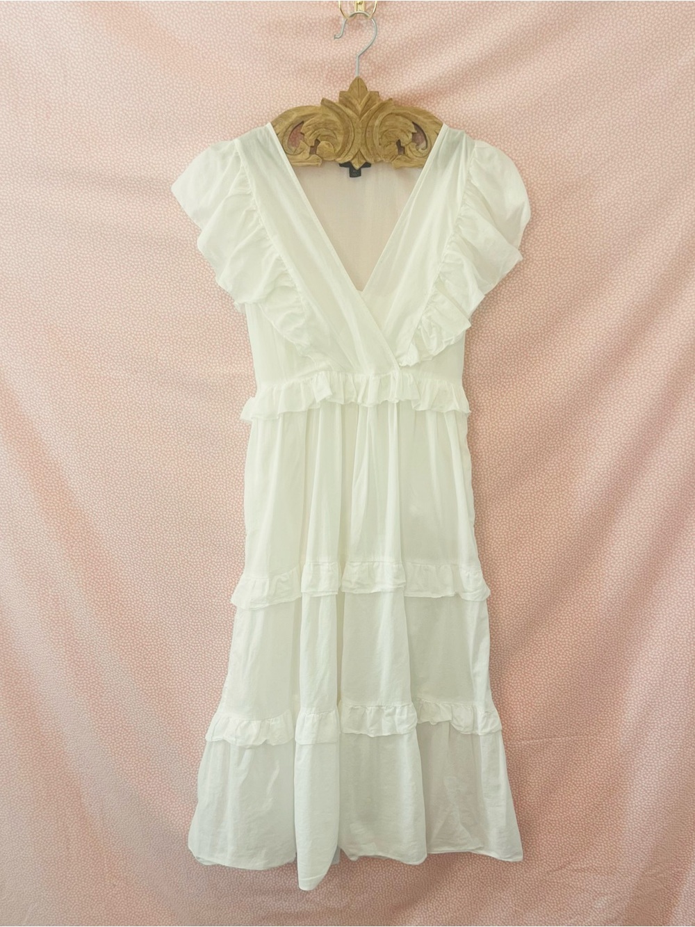 J.Crew Re-Imagined White Cotton Tiered Ruffle Midi Dress XS